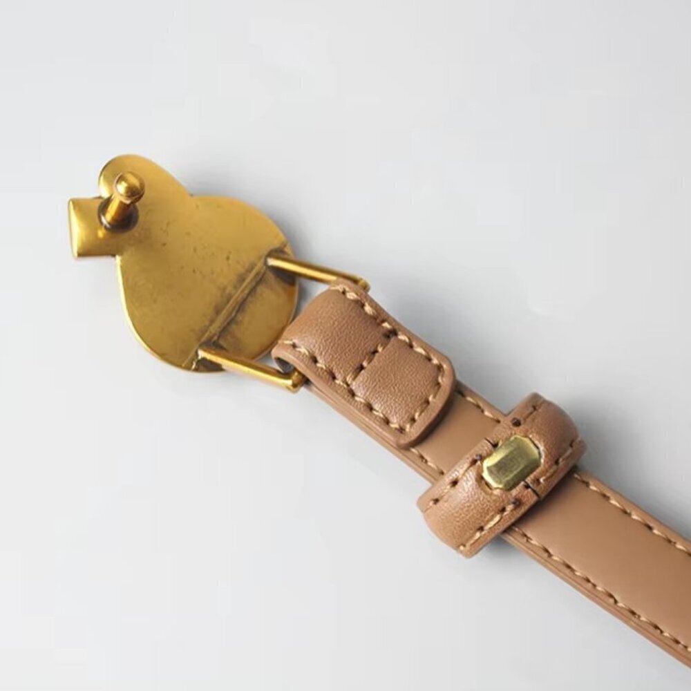 NWT 100% Genuine Leather Knot Buckle Khaki Waist Belt - Picture 2 of 6